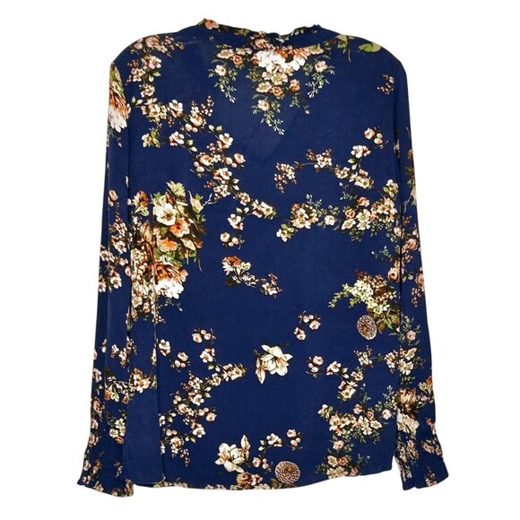 Staccato Blue Floral Long Sleeve Size Small Blouse - Picture 2 of 12